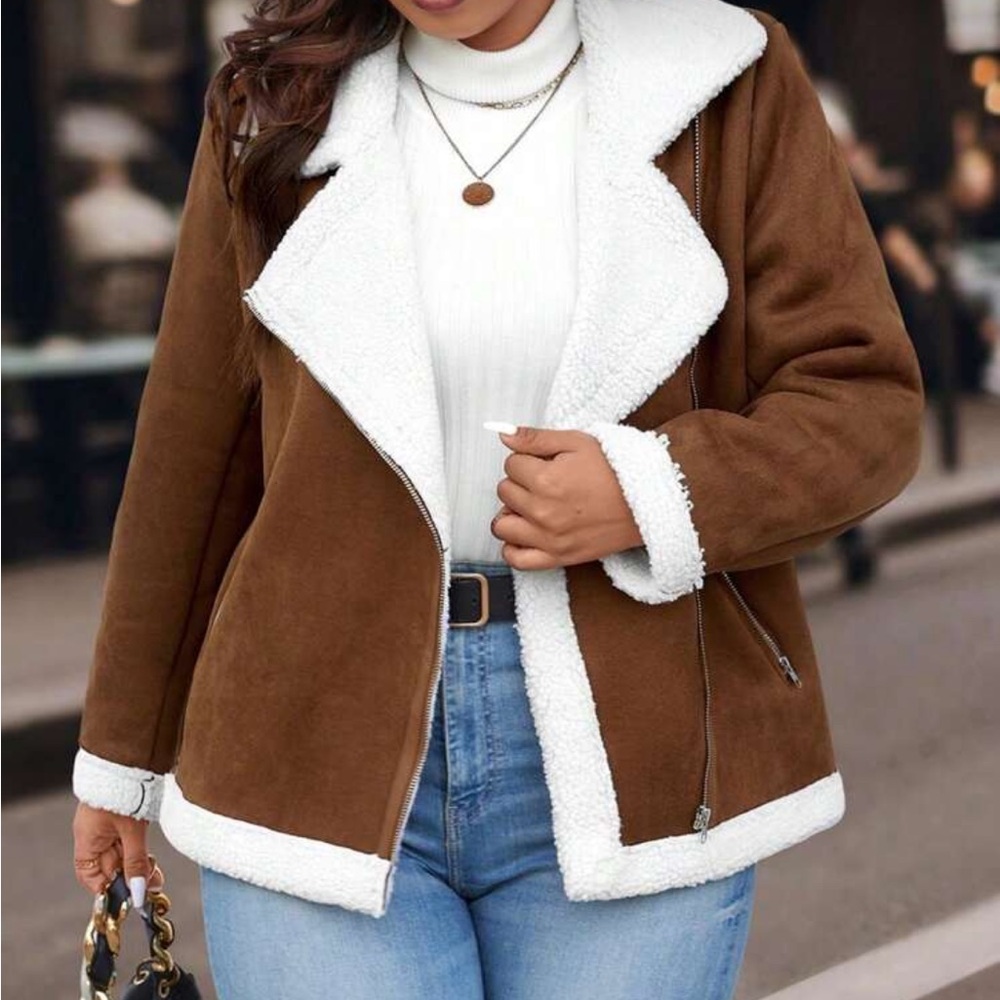 Cozy Brown and White Teddy Jacket